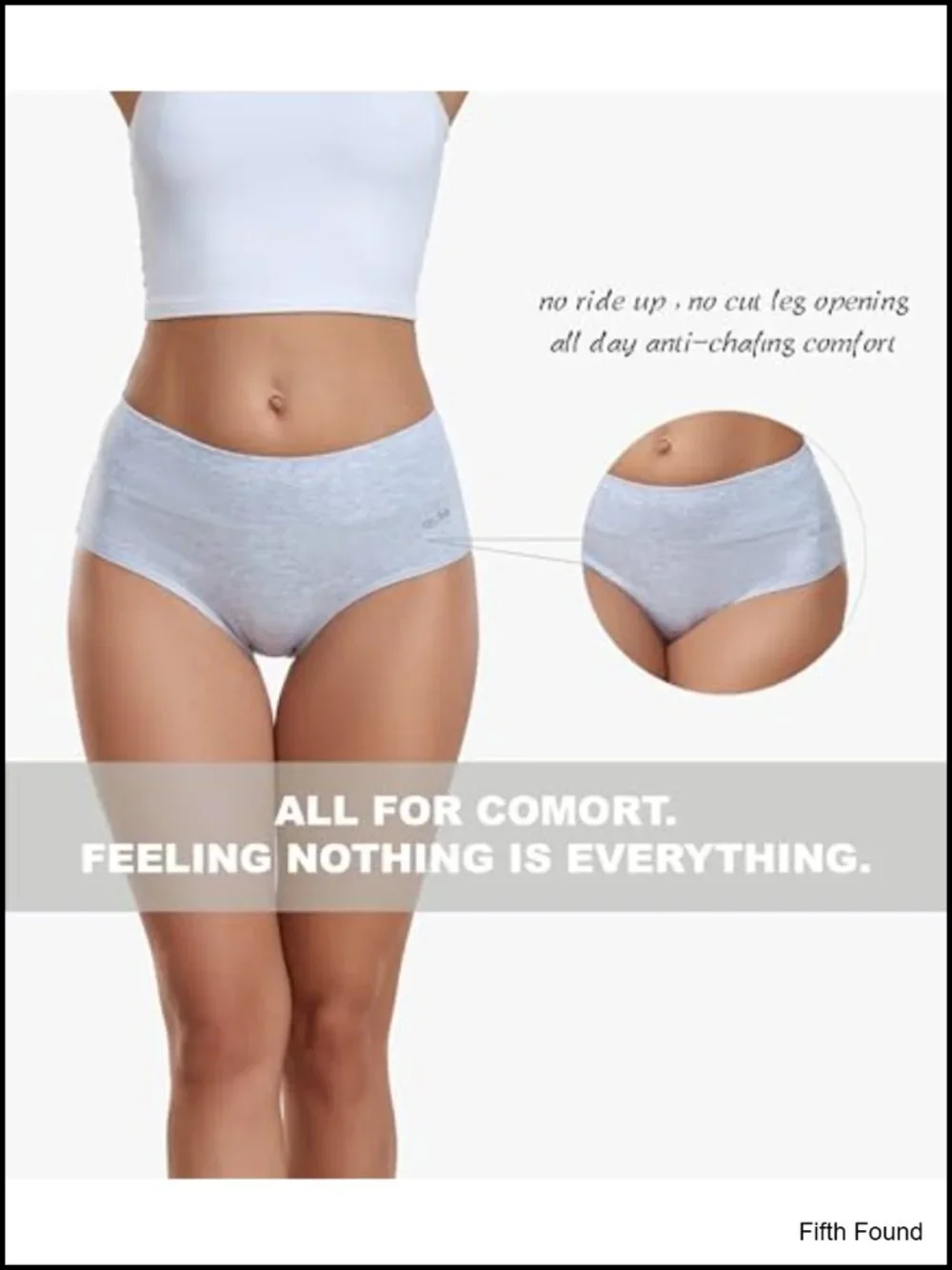 High Waisted Cotton Underwear Soft Breathable Panties Stretch Briefs 5 Pack